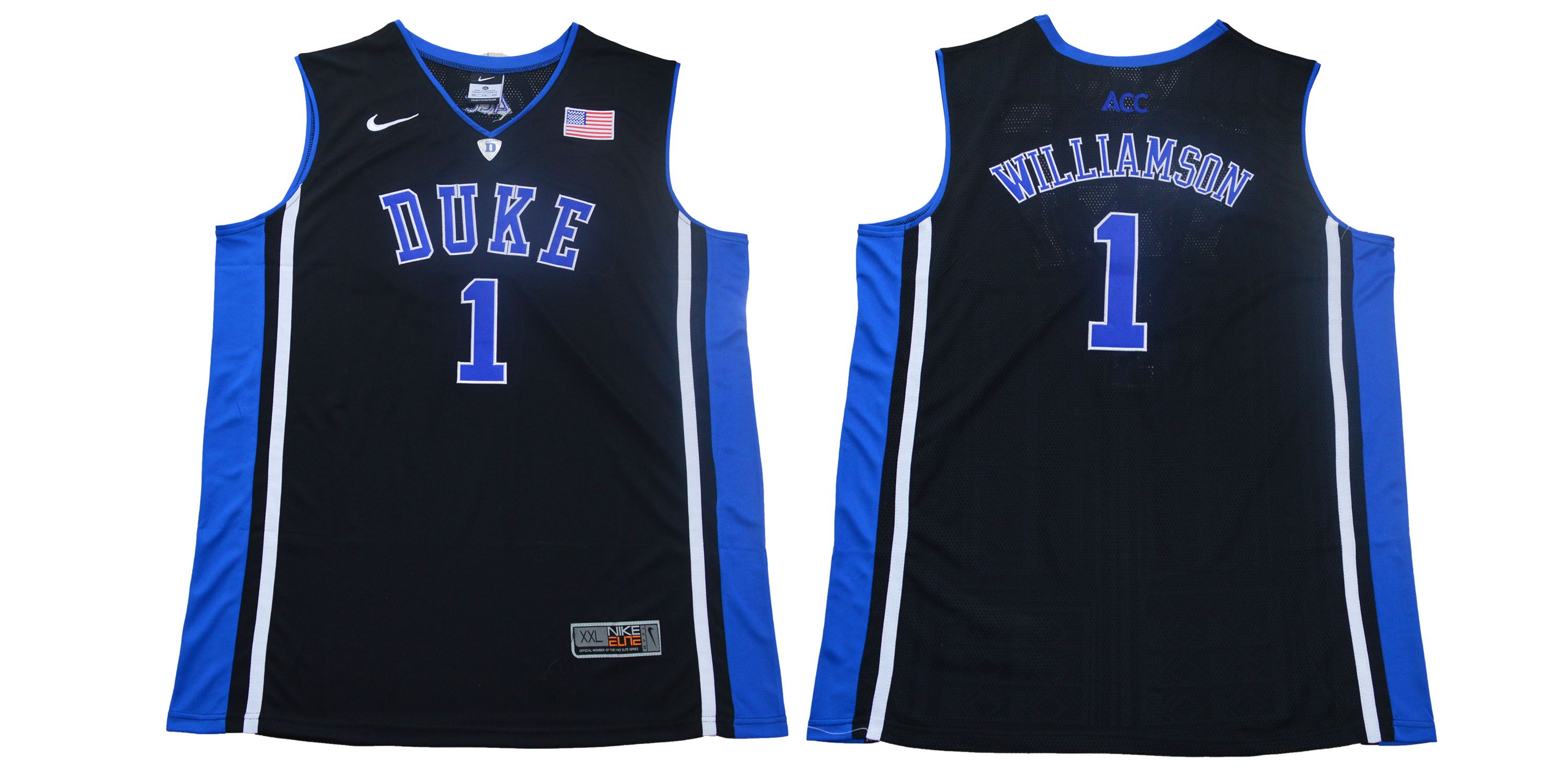 Men Duke Blue Devils 1 Zion Williamson Black Basketball Elite Stitched NCAA Jersey